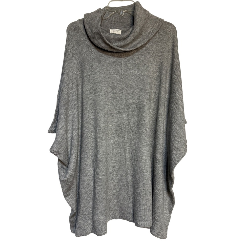 Caslon Women's Gray Cowl Neck Poncho Cape Pullover Sweater Plus Size 0X/1X